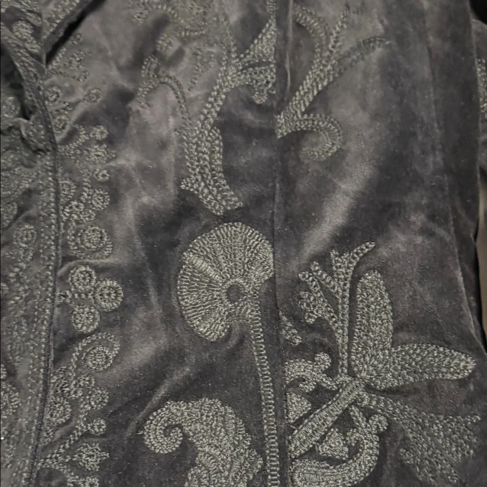 Vintage Nygard Collection Black Velvet Embroidered Cotton Women's Blazer Size 16 - Picture 10 of 15